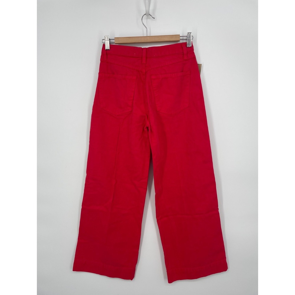 Reformation Pants Womens 26 Red Wide Leg New Cropped Cherry - Picture 5 of 12